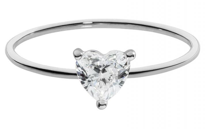 Ring with 0.20ct Heart Shaped Diamond in White Gold Prong Setting - Redline - 0++