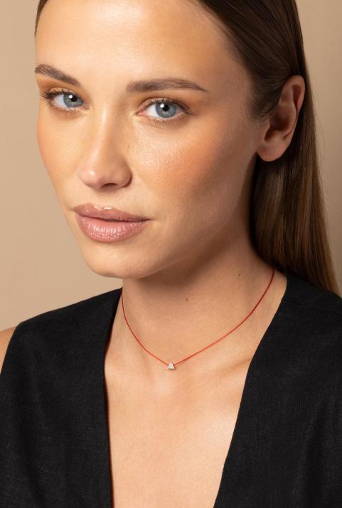 String Necklace For Women with 0.20ct Trillion Diamond in White Gold Prong Setting - Redline - 0++