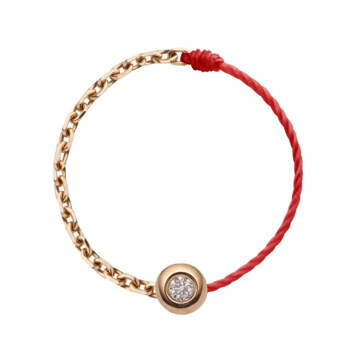 String Ring with 0.02ct Round Diamond in Rose Gold Bezel Setting - Redline - 0++