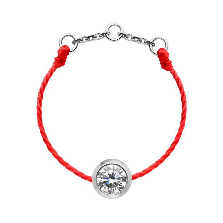 String Ring with 0.10ct Round Diamond in White Gold Bezel Setting - Redline - 0++