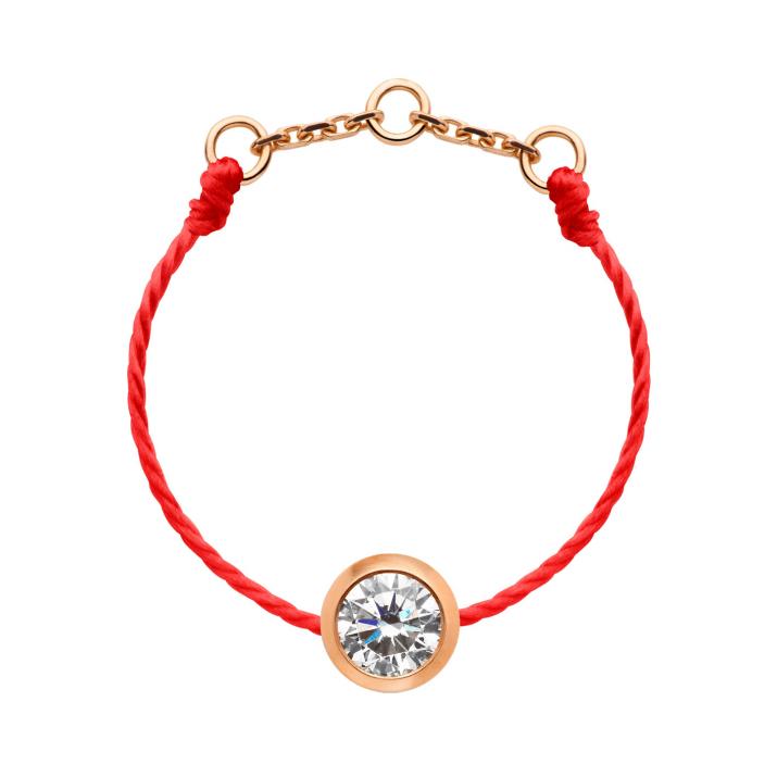 String Ring with 0.10ct Round Diamond in Rose Gold Bezel Setting - Redline - 0++