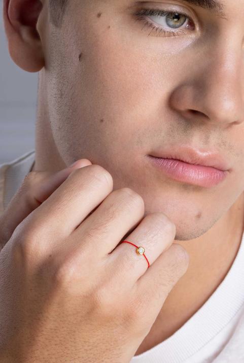 String Ring with 0.10ct Round Diamond in Rose Gold Bezel Setting - Redline - 0++