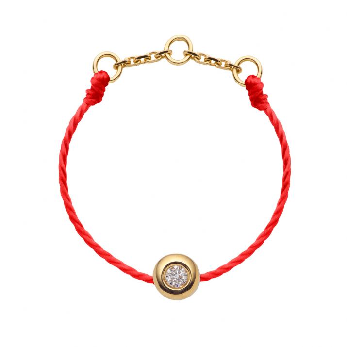 String Ring with 0.02ct Round Diamond in Yellow Gold Bezel Setting - Redline - 0++