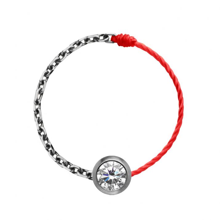 String Ring with 0.10ct Round Diamond in Black Gold Bezel Setting - Redline - 0++