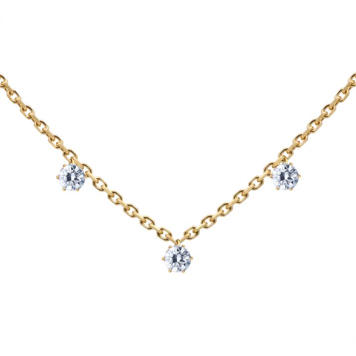 White gold chain necklace 0.30 carat diamond crimped on claws - Redline - 0++