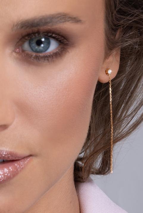 Серьга Absolu цепочка из розового золота - Redline - 0++