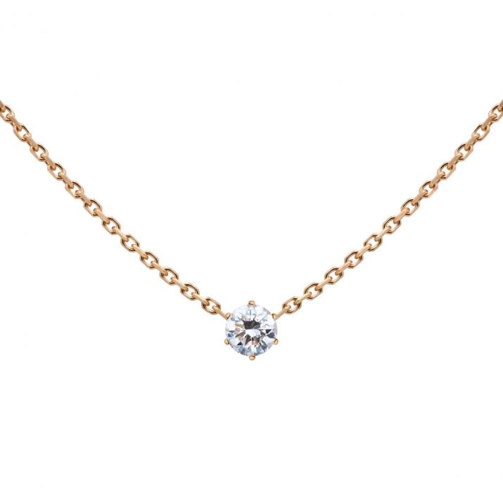 Колье из розового золота с бриллиантами 0,10 карат, опоясанное когтями - Redline - 0++