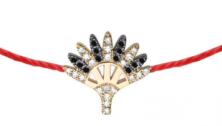 Черная тамарная нить браслет желтое золото - Redline - 0++