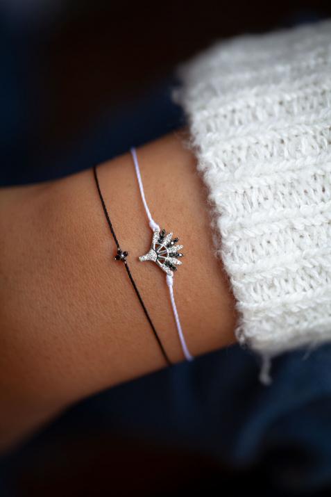 Черная тамарная нить браслет белое золото - Redline - 0++