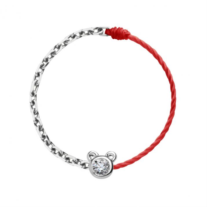 Кольцо из проволоки и цепи Mini Pure Bear Белое Золото - Redline