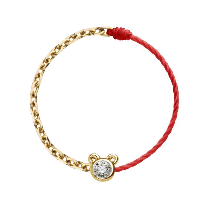 Кольцо из проволоки и цепи Mini Pure Bear желтое золото - Redline