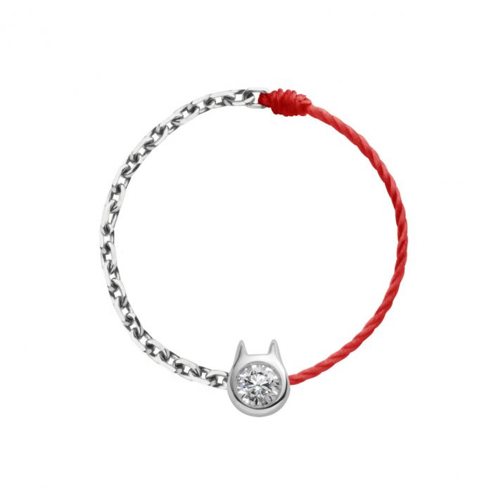 Двойное кольцо Mini Pure Cat из белого золота - Redline - 0++