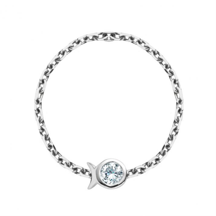 Цепное кольцо Mini Pure Fish Белое Золото - Redline