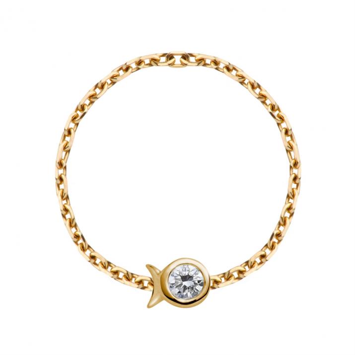 Цепное кольцо Mini Pure Fish желтое золото - Redline