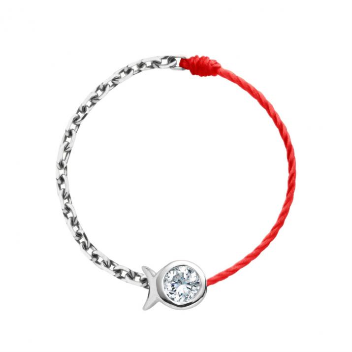 Кольцо из проволоки и цепи Mini Pure Fish Белое Золото - Redline