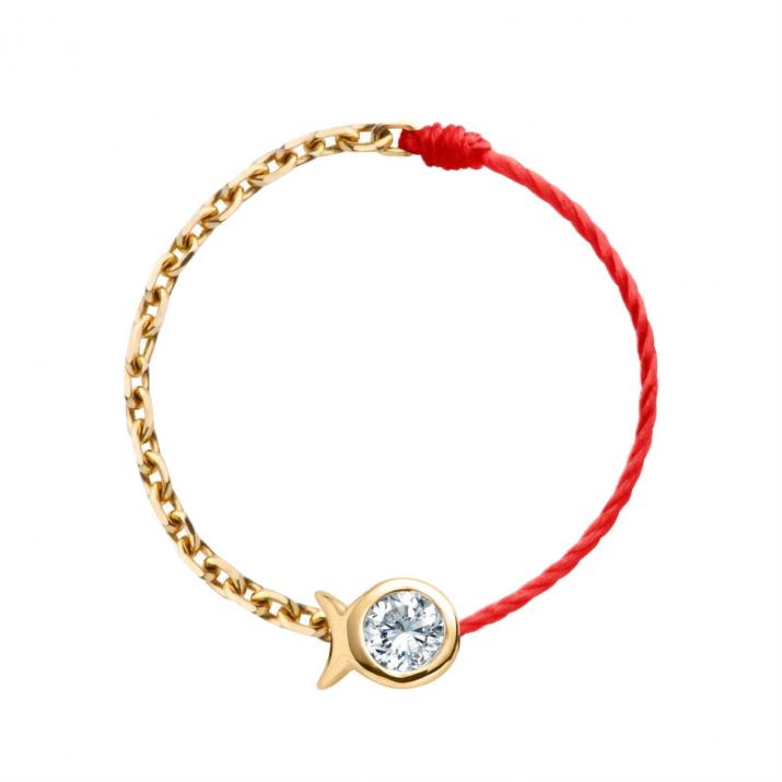 Кольцо из проволоки и цепи Mini Pure Fish желтое золото - Redline