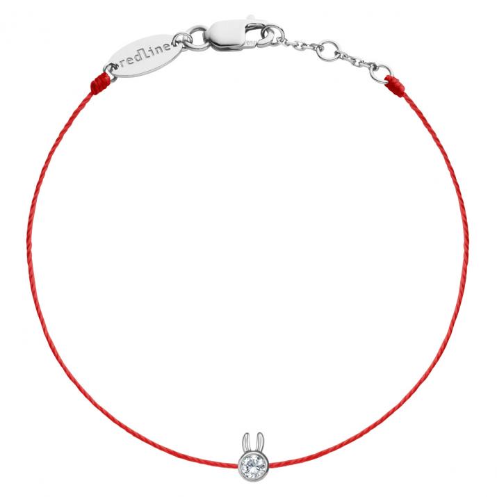 Браслет Mini Pure Rabbit с ниткой и бриллиантом в кролике из белого золота - Redline - 0++