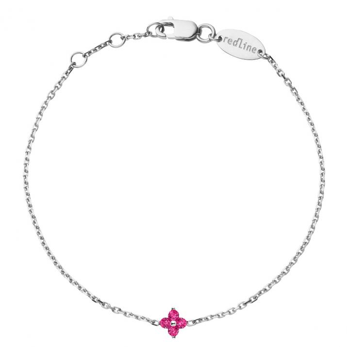 Браслет блестящий рубиновый цепь белое золото - Redline - 0++