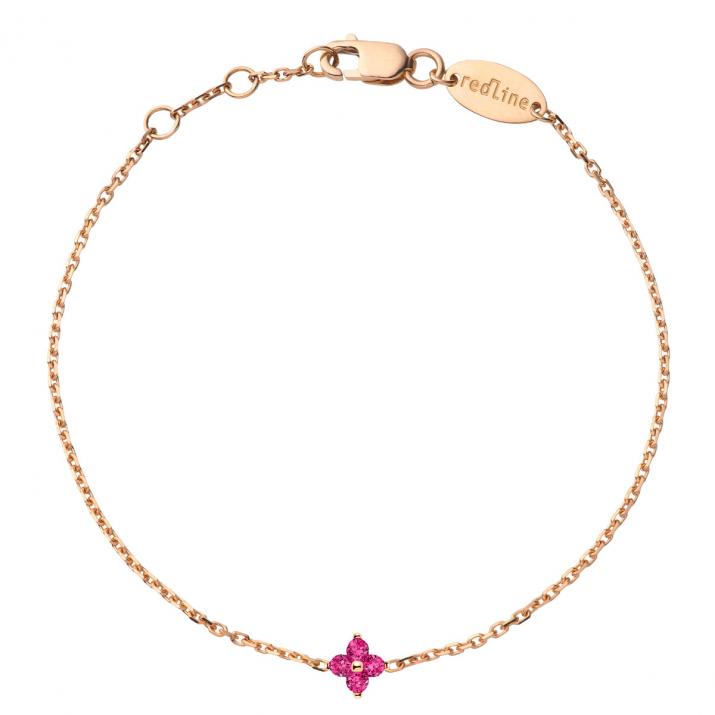 Браслет блестящий рубиновой цепь розовое золото - Redline - 0++
