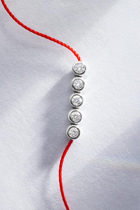 Река 5 браслетная нить белое золото - Redline - 0++