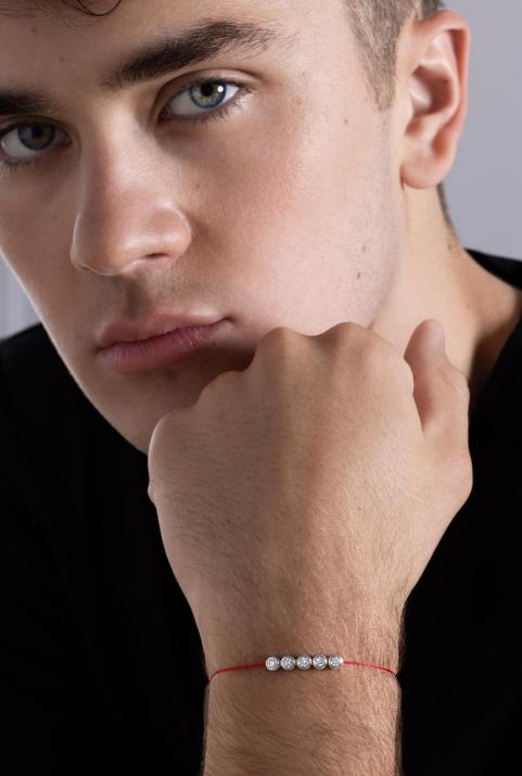 Мужской браслет из тканевых нитейRiver 5 Pure Белое Золото - Redline - 0++