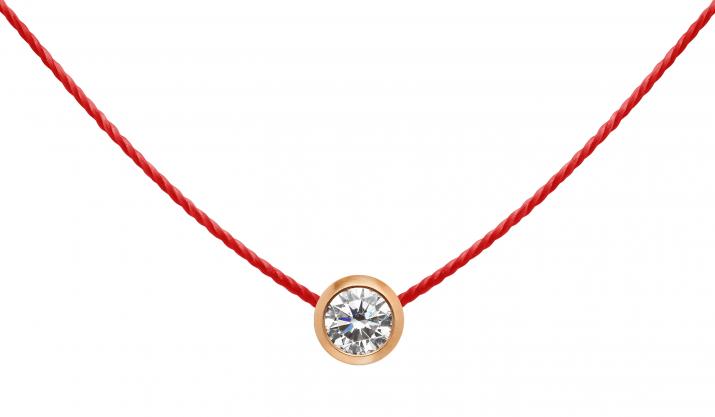 String Necklace For Women with 0.10ct Round Diamond in Rose Gold Bezel Setting - Redline - 0++