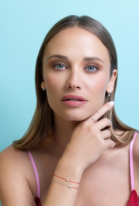 Браслет с полуниткой и полуцепочкойAbby Белое Золото - Redline - 0++