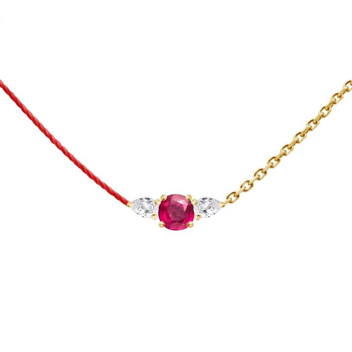 Ожерелье с полуниткой и полуцепочкой So Abby Rubis желтое золото - Redline