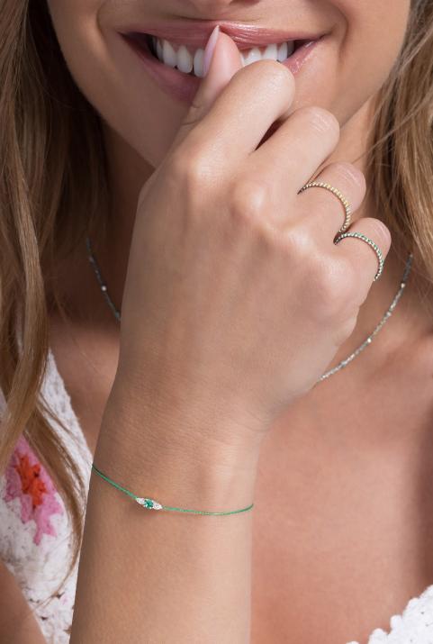 Проволочный браслет Abby émeraude Белое Золото - Redline - 0++