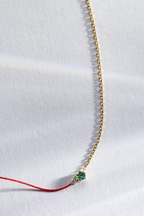 Ожерелье с полуниткой и полуцепочкой Abby Emeraude желтое золото - Redline - 0++