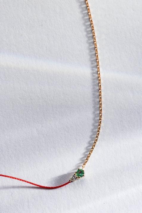 Ожерелье с полуниткой и полуцепочкой Abby Emeraude Розовое золото - Redline - 0++