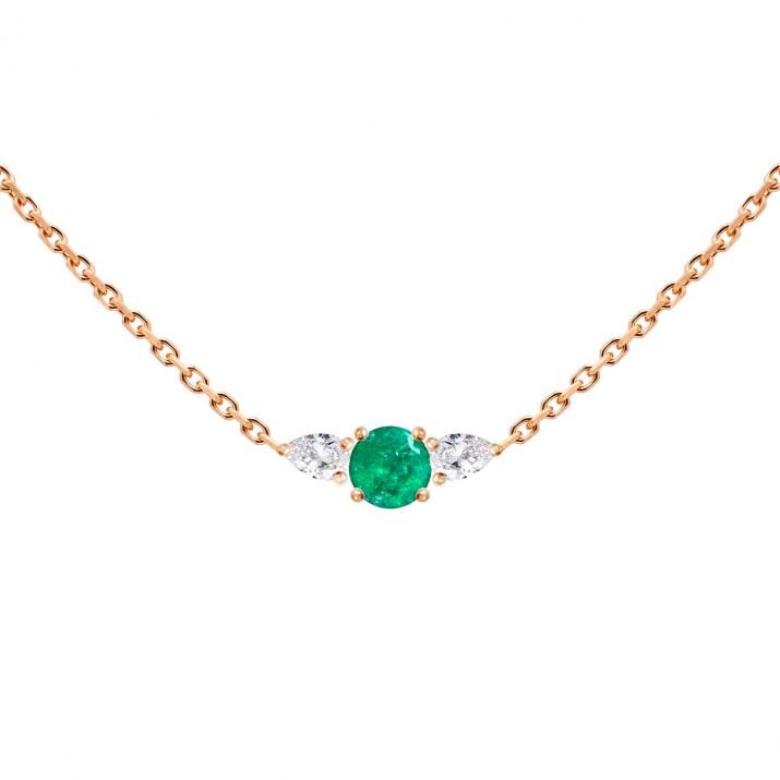 Цепочное ожерелье So Abby Emeraude Розовое золото - Redline