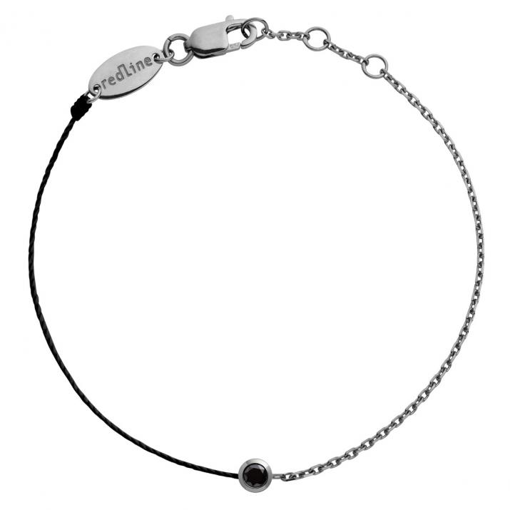 String Bracelet For Men with 0.10ct Round Black Diamond in Black Gold Bezel Setting - Redline