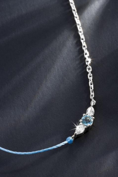 Ожерелье с полуниткой и полуцепочкой So Abby Topaze Белое Золото - Redline - 0++