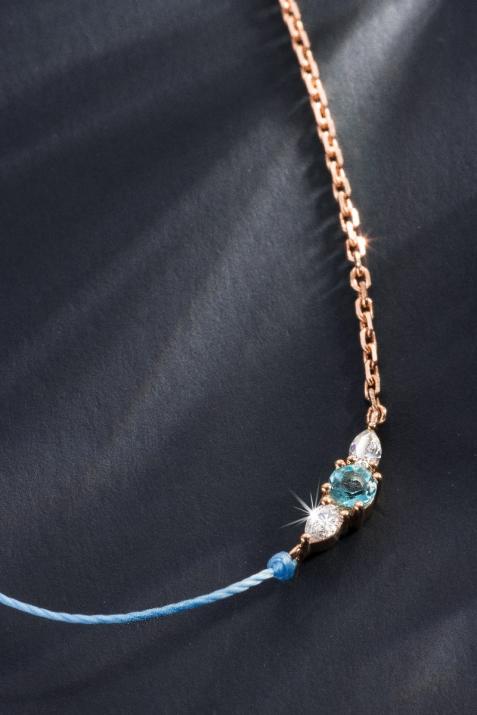 Ожерелье с полуниткой и полуцепочкой So Abby Topaze Розовое золото - Redline - 0++