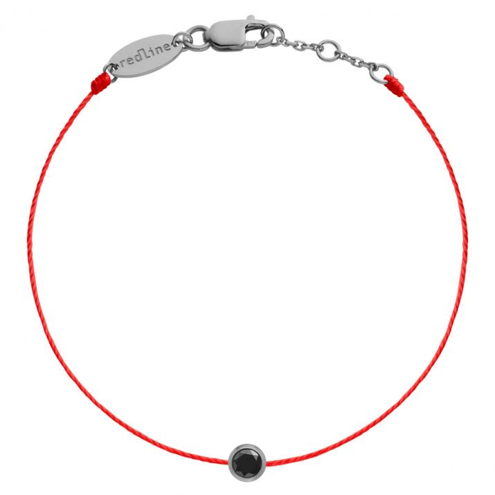 String Bracelet For Women with 0.10ct Round Black Diamond in Black Gold Bezel Setting - Redline - 0++