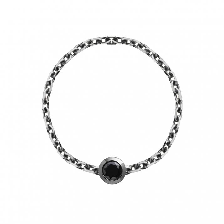 Chain Ring with 0.10ct Round Black Diamond in Black Gold Bezel Setting - Redline - 0++