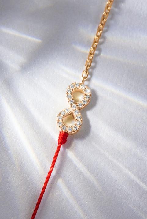 Браслет с полуниткой и полуцепочкой Elyseum Розовое золото - Redline - 0++