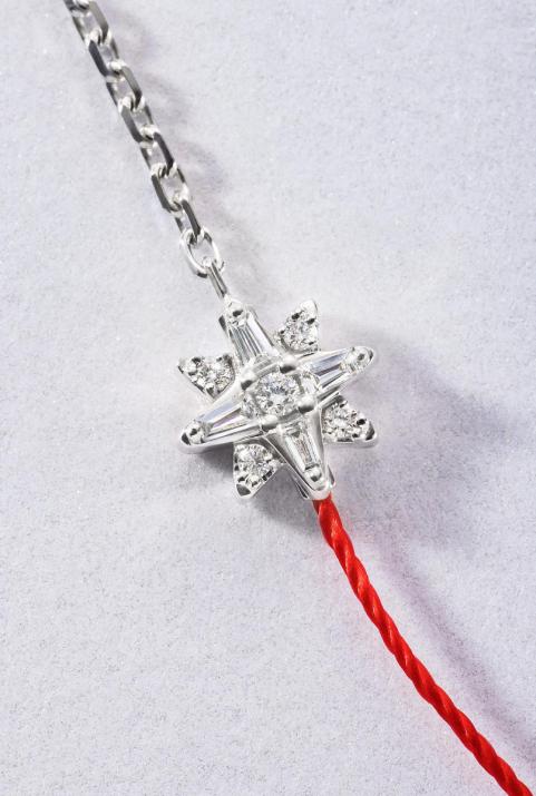 Браслет с полуниткой и полуцепочкой Lunova Белое Золото - Redline - 0++