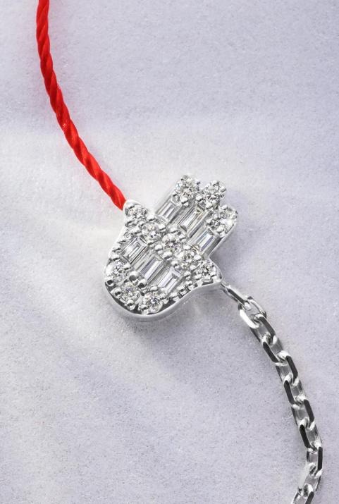 Браслет с полуниткой и полуцепочкой Manita Белое Золото - Redline - 0++