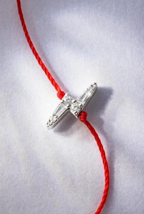 Браслет на нити из белого золота 18K с молнией из бриллиантов 0,07 карата - Redline - 0++