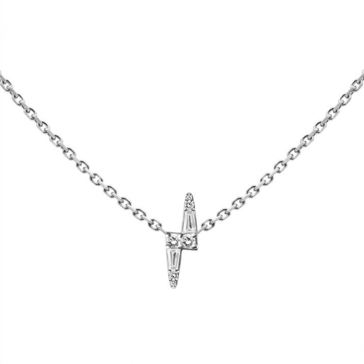 Колье-цепочка из белого золота 18K с молнией из бриллиантов 0,07 карата - Redline
