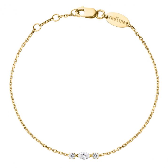 Браслет-цепочка из жёлтого золота 18K, бриллианты «маркиз» и круглые 0,12 карата - Redline