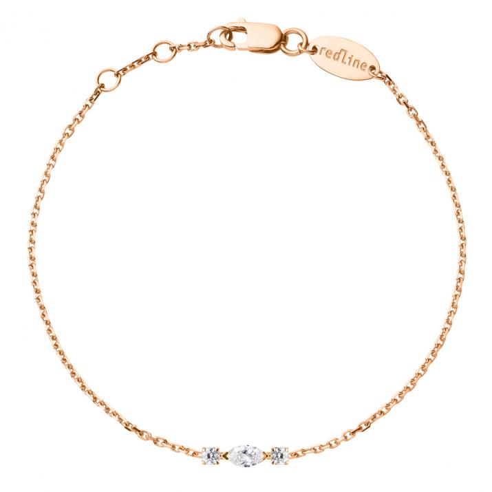 Браслет-цепочка из розового золота 18K, бриллианты «маркиз» и круглые 0,12 карата - Redline