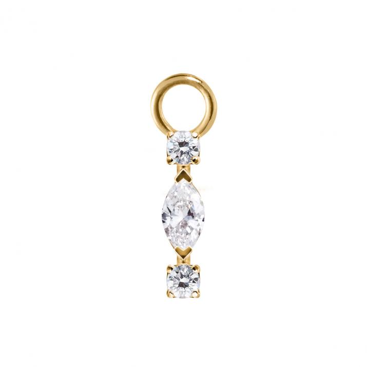 Подвеска для серьги из жёлтого золота 18K, бриллианты «маркиз» и круглые 0,12 кт, 1 шт. - Redline