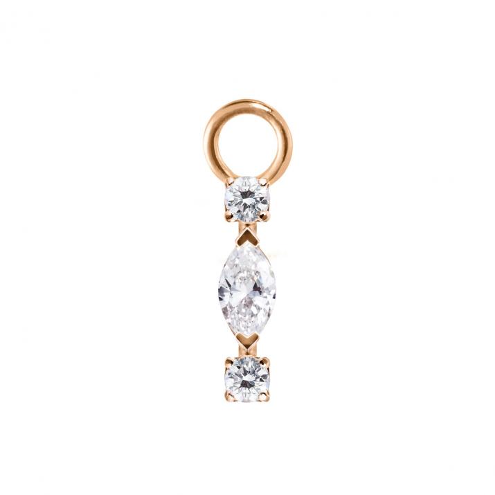 Подвеска для серьги из розового золота 18K, бриллианты «маркиз» и круглые 0,12 кт, 1 шт. - Redline