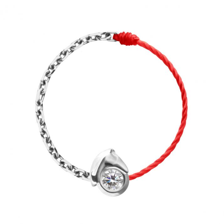 Кольцо из проволоки и цепи Mini Horse Белое Золото - Redline