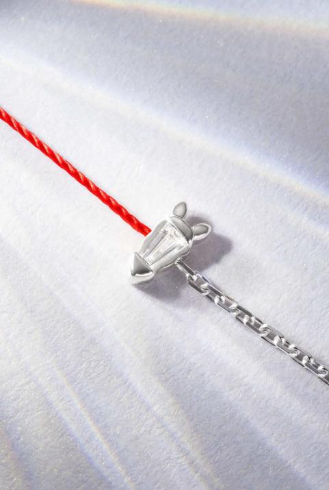 Браслет с полуниткой и полуцепочкой Lucky Horse Белое Золото - Redline - 0++