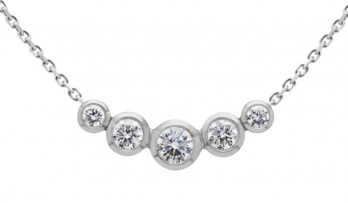 Chain Necklace For Women with 0.50ct Round Diamond in White Gold Bezel Setting - Redline - 0++