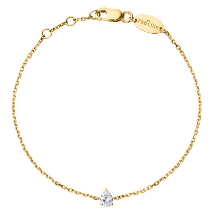 Chain Bracelet For Women with 0.10ct Pear Diamond in Yellow Gold Prong Setting - Redline - 0++